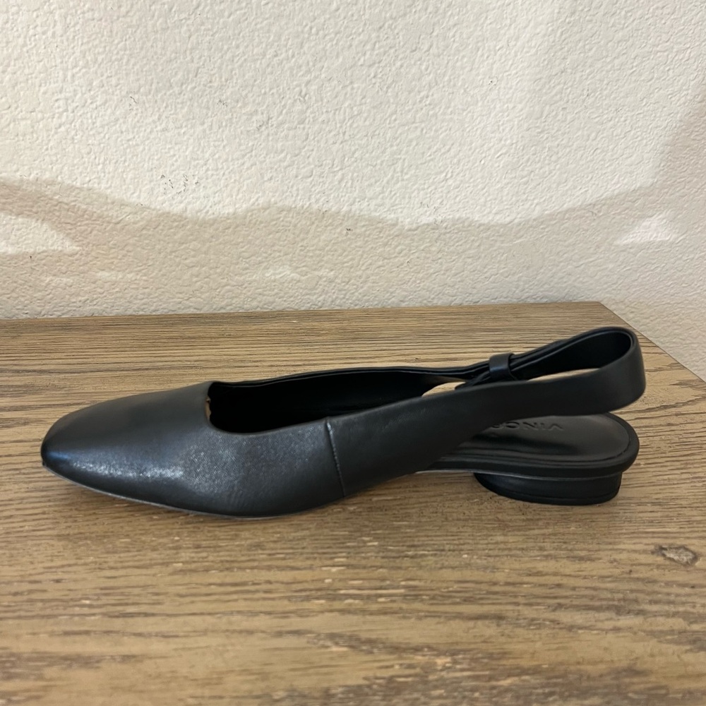 Vince Vida Slingback black soft leather flat square toe sz 8.5 - Picture 4 of 12